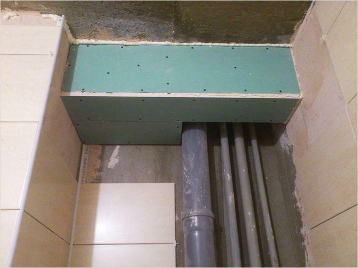 Pipe box: made of plasterboard, sewerage installation, plastic, plumbing profile, demountable tiles