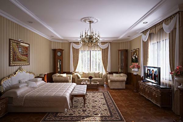 Klasik iç yatak odası temel bir özellik büyük bir bağbozumu avize kabul edilir