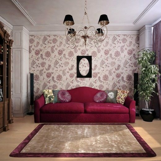 Čalúnený nábytok bude vyzerať veľkolepé, v prípade, že podlaha položiť koberec.