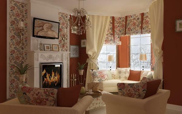 Couleur pour les rideaux dans le style provençal est choisie en fonction de la taille et le style de la pièce
