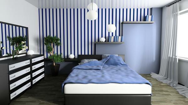 Blue wallpaper: for walls in the interior, photo of a dark background, color white and black, with gold in the room