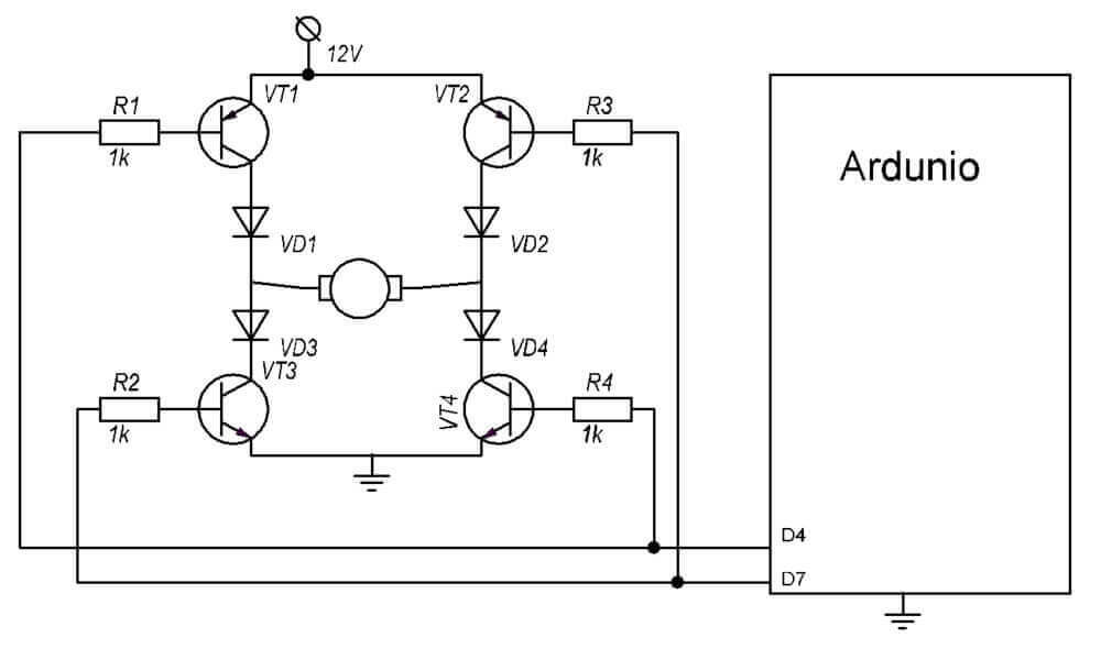 Circuit de commande de moteur réversible Arduino