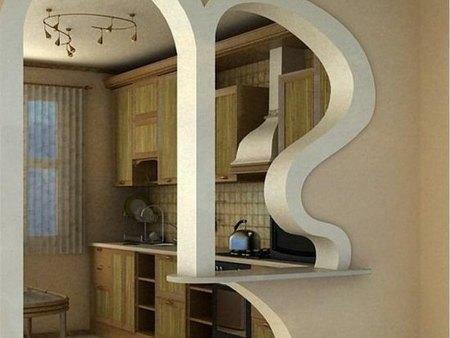 Beautiful arch will help to expand the space and renovate the interior of the room