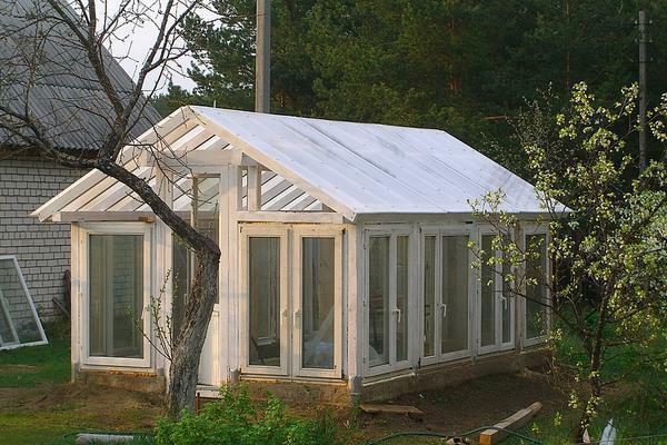 Old window frames may well become a solid core for a future greenhouse