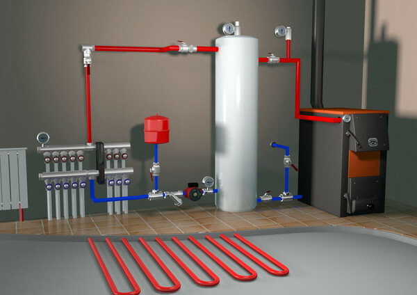 heating and hot water supply on the basis of solid fuel boilers