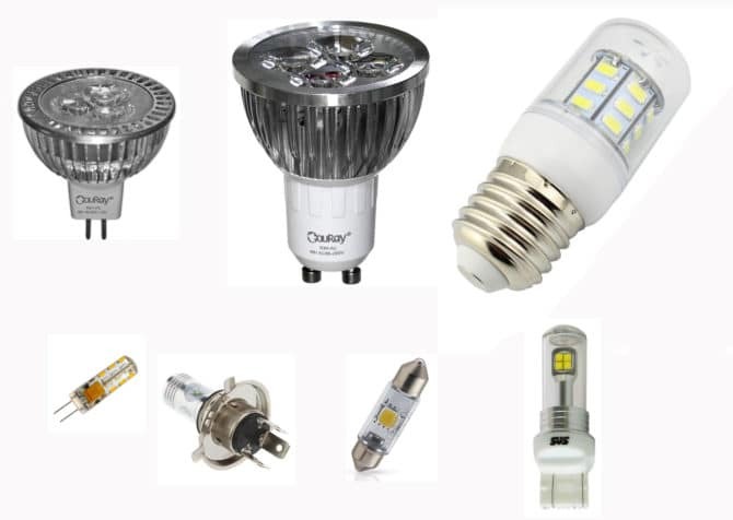 Tipos de lâmpadas LED de 12 volts