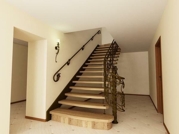 Kovanog željeza stubište izgleda dobro u unutrašnjosti u stilu minimalizma