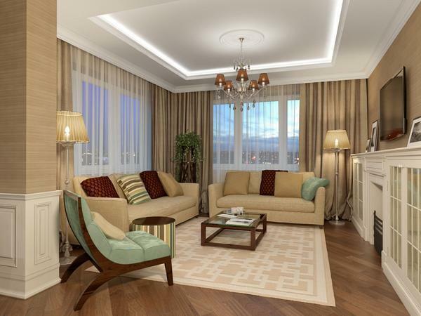 Pilihan yang sangat baik untuk diversifikasi interior beige adalah penggunaan di bantal ruang tamu atau kursi warna hijau