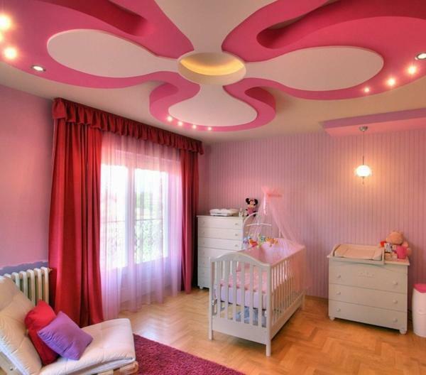 Moderan interijer nadopunjavaju djevojčin soba će vam pomoći izvanrednu cvijet gipsanih ploča stropa