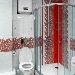 The design of the bathroom is small in size room with shower