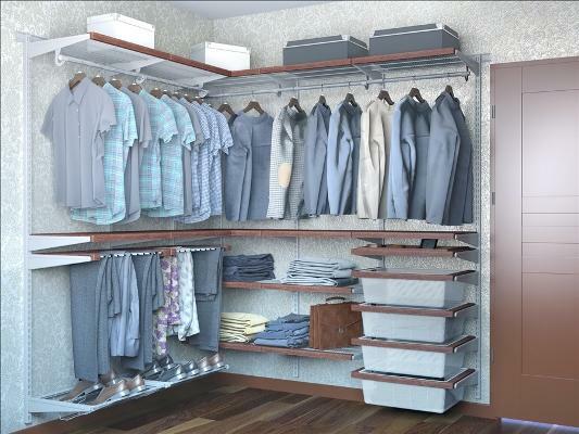The dressing room is an excellent option to quickly and easily hide both clothes and shoes