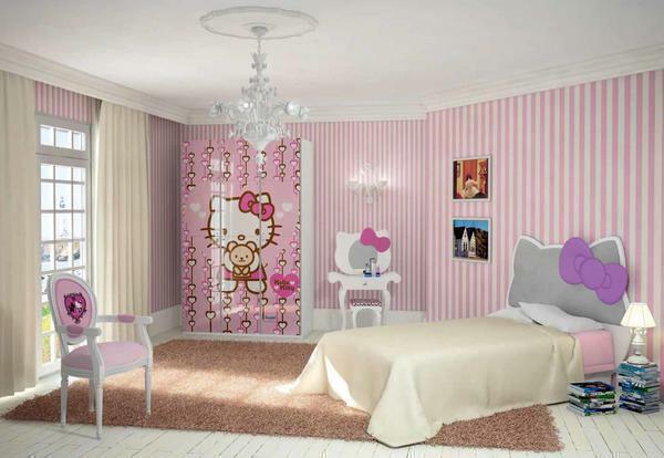 Pink color fits perfectly with white, so white and pink wallpaper will be an excellent option for the design of the room