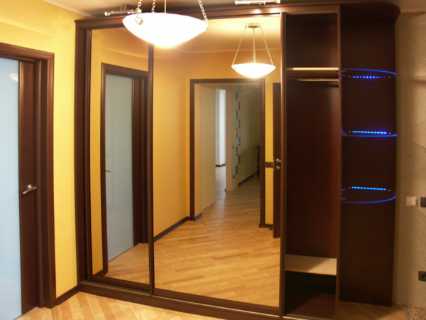 As a decor for the closet-compartment neon lighting on the shelves is perfect
