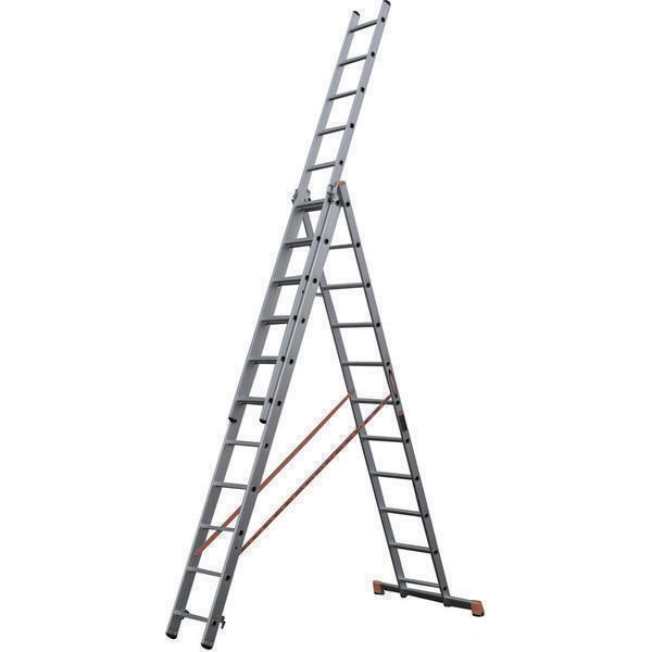 A qualitative three-section ladder can easily be transformed into both a ladder and a step ladder