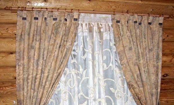 For a country-style living room, wooden curtains of brown color