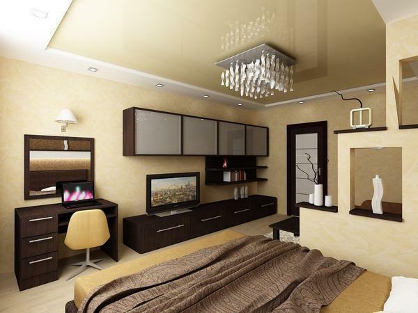 Für rationelle Anordnung der Möbel Bereich 17 sq.m ist ausreichend für die Registrierung eines Schlafzimmer-Wohnzimmer