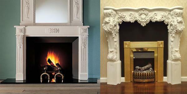 Make the living room elegant and elegant with a stucco fireplace with stucco molding
