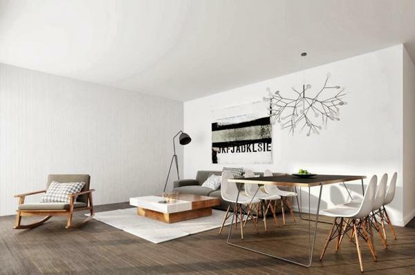 Žijúci v štýle minimalizmu: fotografiu interiéru, nábytku designu moderné obývacia izba s pohovkou, TV s plochou obvyklý