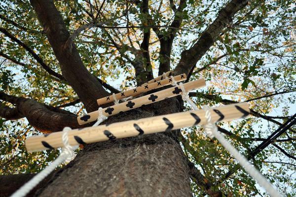 With the help of a cable ladder you can easily climb the tree even to children