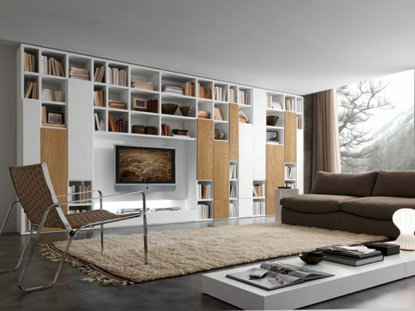 Original bookcase in the minimalist style.