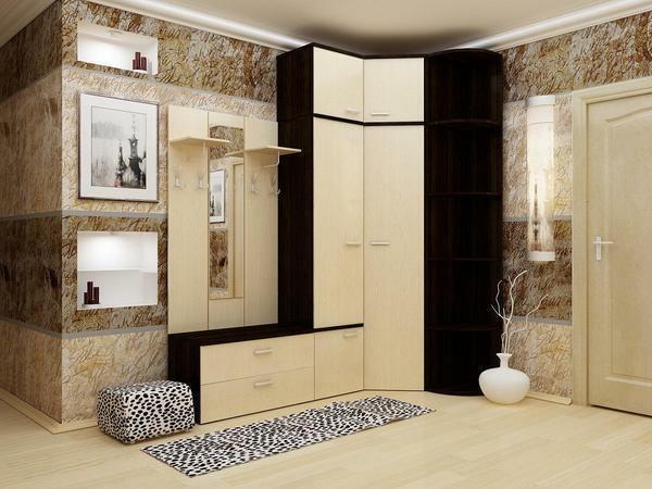 bem adequado armário de canto compacto para um pequeno corredor