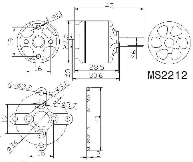 The dimensions of brushless motors with an external rotor on the outside do not correspond to the marking - it indicates the dimensions of the stator