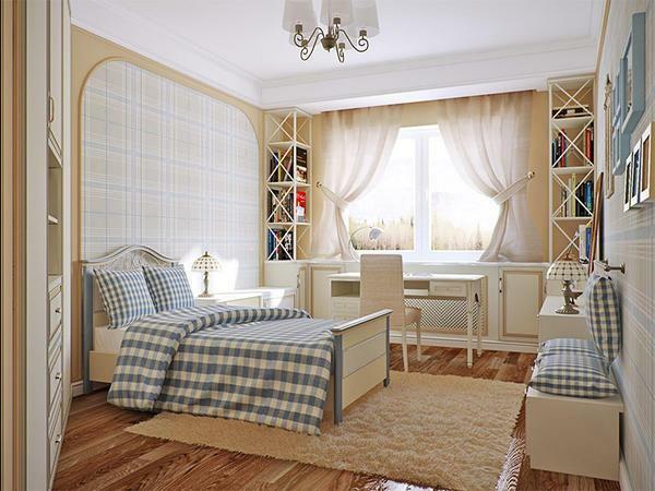 perdelerin Yumuşak ve şık halı rengi - bu rahat bir yatak odası için mükemmel bir çözümdür