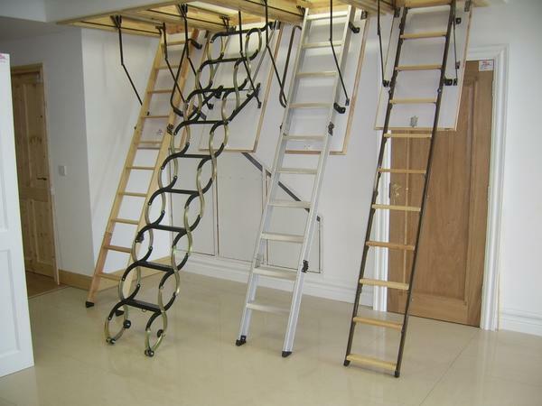 There is a wide variety of folding ladders: metal, wooden, aluminum