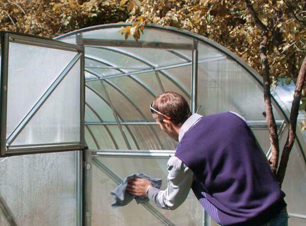 The process of greenhouse disinfection in autumn