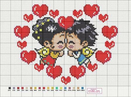 Embroidery of love themes is an excellent gift for Valentine