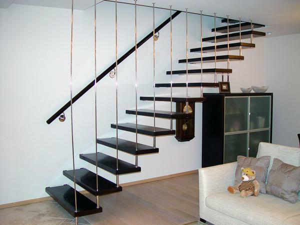 If you decide to install the original staircase to the second floor, then it is necessary to take care not only of its attractive appearance, but also of the safety of the structure