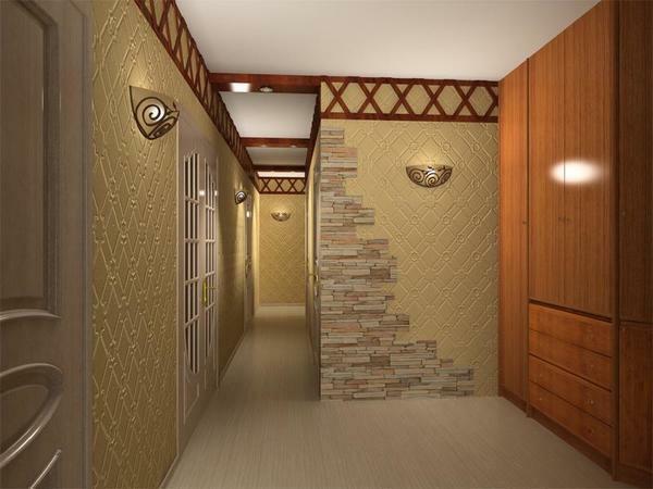 Membuat lorong kecil lebih menarik dan modern, Anda dapat dengan bantuan batu buatan hiasan dinding