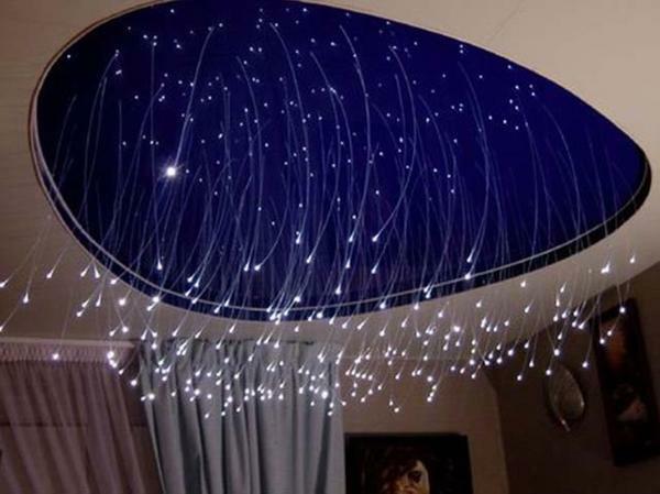 Starry sky from gypsum cardboard will light up any room. Ideal for children and bedrooms