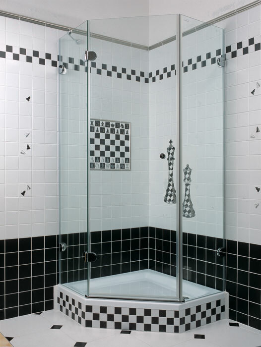 The interiors of bathrooms with shower