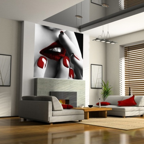 Design living room with photo wallpapers