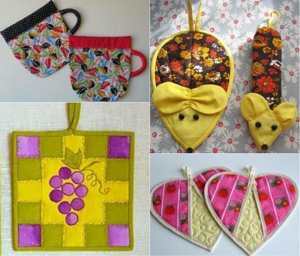 Potholders made of cloth flaps, most organically look in classic or rural interiors