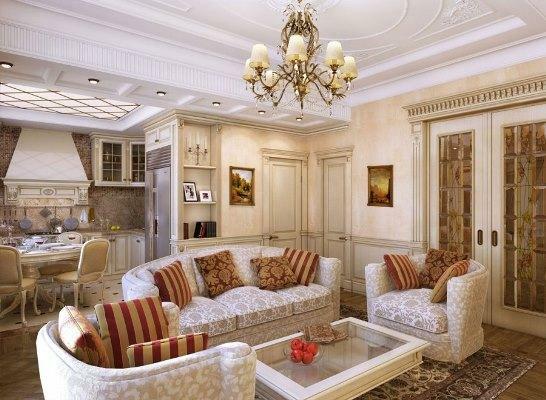 Klassischer Stil - dies ist eine Gelegenheit, das Wohnzimmer einer raffiniert und schön zu machen
