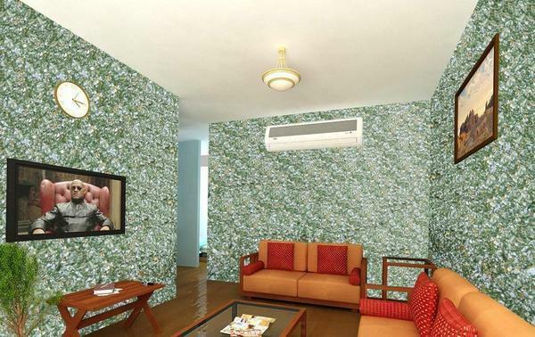Vynikajúcou alternatívou k štandardnej obloženie stien - kvapalina stenu, čím na izbe jedinečný vzhľad vďaka špeciálnej textúre
