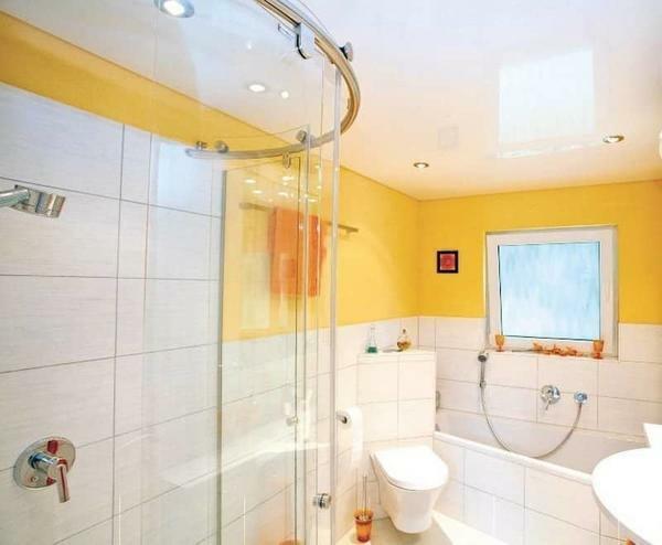 Stretch ceiling in bathroom pluses and minuses: room, photo design for toilet, reviews, video
