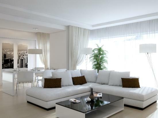 Dzīvojamā istaba baltā - izsmalcināts istaba ar lielu šarmu