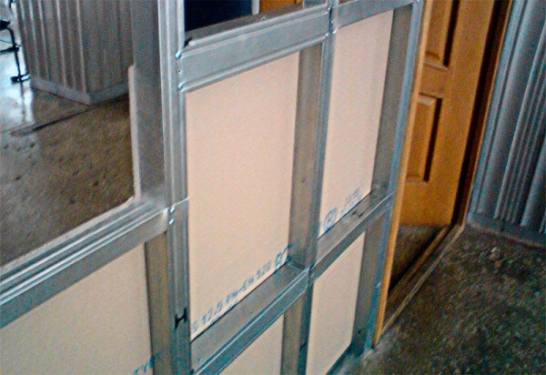 Metal frame with a door opening