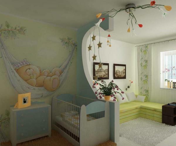 Keksiä kaunis muotoilu olohuone-lastentarha voi olla, sekä itsenäisesti avulla ammatillinen suunnittelija