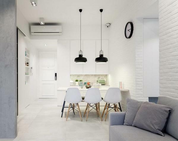 Konyhás nappali 20 négyzetméter design fotó: étkező, belső és elrendezése, a kombináció a terek, kombinált projekt