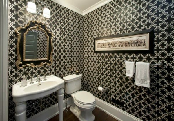 For bathrooms tight fit vinyl wallpaper. They do not absorb moisture and does not wipe with frequent touches.