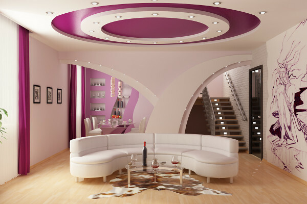 The ceiling can become a center of attraction of all the room design.