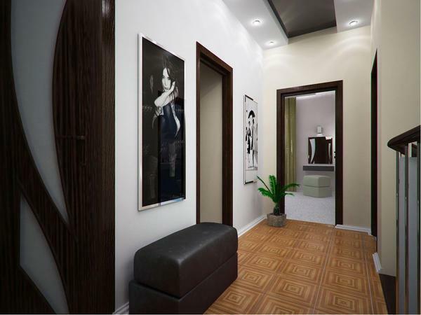 The presence of a beautiful ceiling in the hallway will complement the overall interior in your apartment