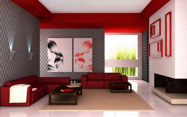 Paljud inimesed eelistavad valida kombinatsioon punane ja valge elutuba kaunistamiseks, sest see võimaldab teil tuju tõuseb ruumi lühikese aja