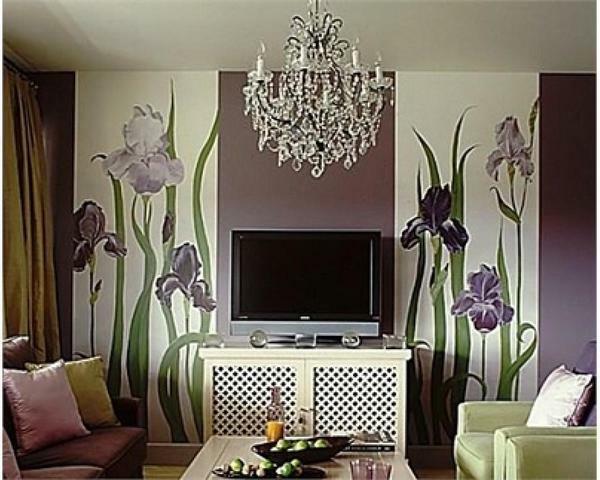 S použitím rôznych textúry tapety oddelené zóny v dizajne v obývacej izbe môžu byť identifikované