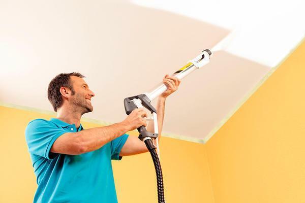 Spray guns for painting the ceiling with water-based paint have a good period of operation, since they have replaceable nozzles