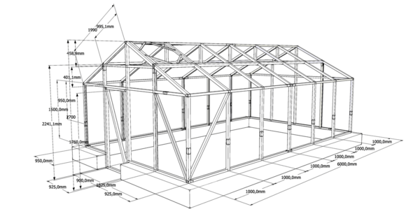 Izgradnja strukture staklenika trebao početi s točnim dimenzijama i preliminarni crtež